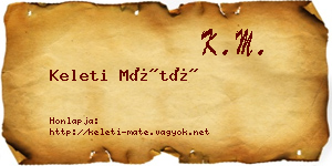 Keleti Máté névjegykártya